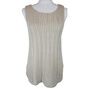 Beige Open-Knit Tank w/Side‎ Slit by Marled Reunited Clothing